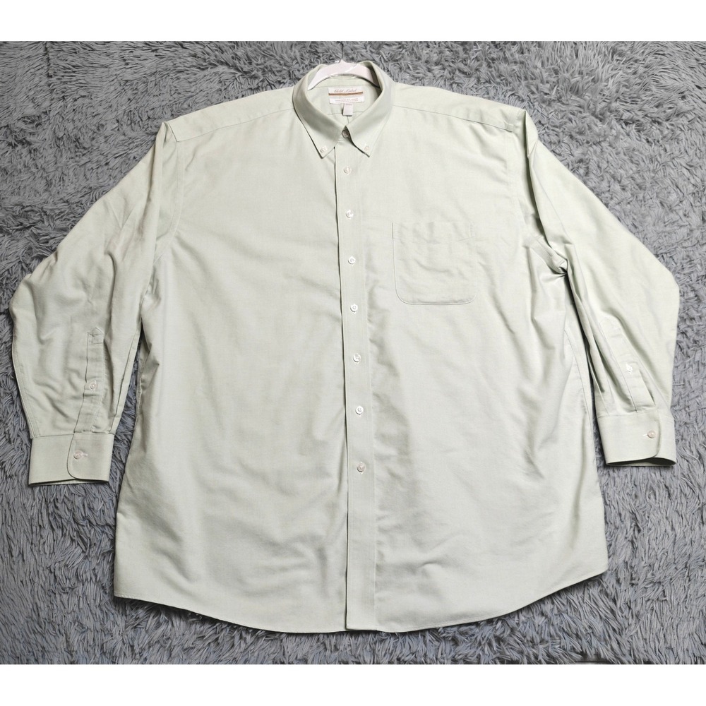 Gold Label Roundtree Yorke Dress Shirt Mens Size 18.5 34/35 Big Green Oxford L/S